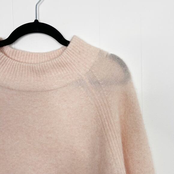 3.1 Phillip Lim 3/4 Sleeve Lofty Rib Alpaca Blend Pullover Sweater Blush Pink M - Picture 3 of 12